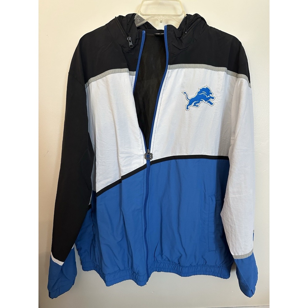 NFL Ultra Game Detroit Lions Mens Hidden Hood Windbreaker Jacket XL  retail $90